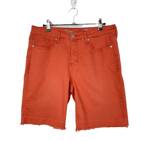 SEVEN 7 Weekend Bermuda Shorts Marsala Orange Release Hem Denim Womens 10 - Picture 1 of 9